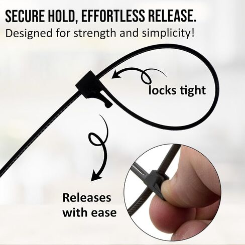 ESC Group -100PCS Releasable Cable Ties – Heavy-Duty, Adjustable & Reusable Zip Ties for Home, Office, or Outdoor Use – 8 Inch Premium Nylon Cable Ties (Natural) in Saudi Arabia