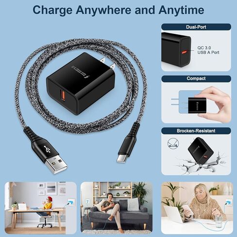 شاحن سريع لـ Samsung Galaxy S24 Ultra S23+ S23 Ultra S22 S21 Fe S20 Note20 S10 S9 S8 A16 A25 A35 A15 A54 A14 A13 A53 A23 A03S A02S A12 A32 ، Charge Charge Charger+ Type C Fast in Kuwait