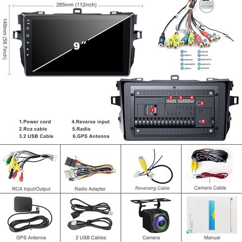 Sterroid 13 Car Stereo لـ Toyota Corolla 2009-2013 مع Carplay و Android Auto ، 9 بوصة دعم الراديو Corolla Buetooth5.2/الصوت التحكم/5G WiFi/GPS/Camera Camera/SWC/FM IPS ، 4+64GBS in Kuwait