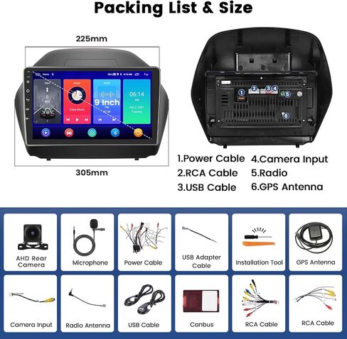 راديو سيارة من أجل Hyundai Tucson IX35 2010 2010 2012 2013 2014 ، 10.1 بوصة من Car Stereo Carplay Android Auto ، Android 13 System in Saudi Arabia