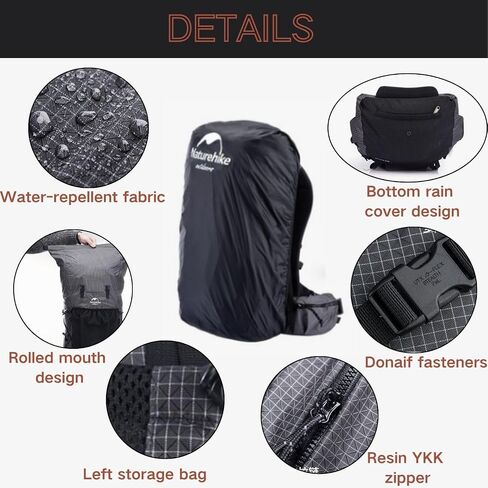 NatureHike 60L إطار داخلي للمشي لمسافات طويلة على ظهر الظهر ، حقيبة التخييم المقاومة للماء ، حزمة نهارية في الهواء الطلق مع غطاء المطر (محدثة 2.88 رطل) in Kuwait