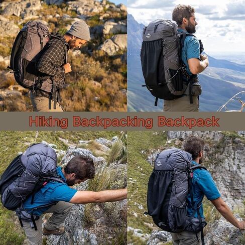 NatureHike 60L إطار داخلي للمشي لمسافات طويلة على ظهر الظهر ، حقيبة التخييم المقاومة للماء ، حزمة نهارية في الهواء الطلق مع غطاء المطر (محدثة 2.88 رطل) in Kuwait