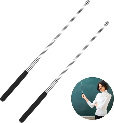 SIBBA مؤشر المعلم القابل للسحب 2PCs مؤشر تلسكوبيا عصا القابلة للسحب مؤشر السبورة القابلة للتمديد القابلة للتمديد حساسة القلم المؤشر الأسود الممتد إلى 39.4 '' 'مدرب المرشدين in Kuwait