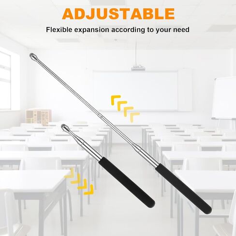 SIBBA مؤشر المعلم القابل للسحب 2PCs مؤشر تلسكوبيا عصا القابلة للسحب مؤشر السبورة القابلة للتمديد القابلة للتمديد حساسة القلم المؤشر الأسود الممتد إلى 39.4 '' 'مدرب المرشدين in Kuwait