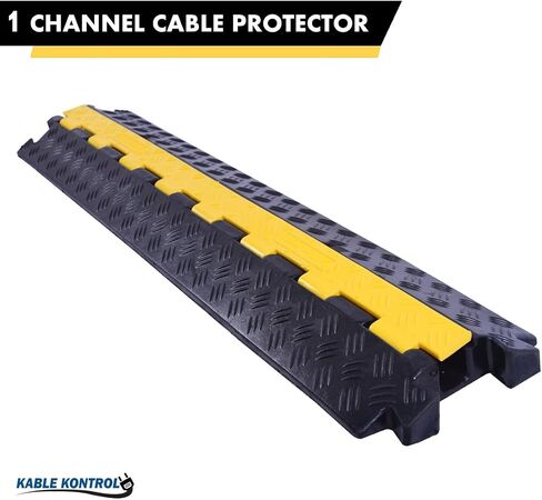 Kable Kontrol Atlas Heavy Duty Cable Protector Ramp - 1 Channel - 1 Pcs - 39" Long Black & Yellow - 24,000 Lbs Capacity - Rubber Speed Bump Wire Protector Cord Cover - CP9896 in Saudi Arabia