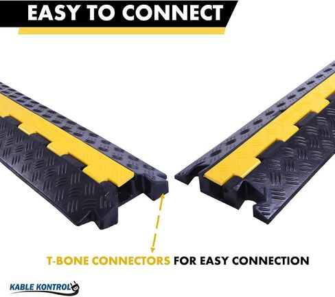 Kable Kontrol Atlas Heavy Duty Cable Protector Ramp - 1 Channel - 1 Pcs - 39" Long Black & Yellow - 24,000 Lbs Capacity - Rubber Speed Bump Wire Protector Cord Cover - CP9896 in Saudi Arabia