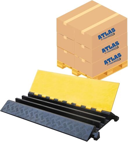 Kable Kontrol Atlas Heavy Duty Cable Protector Ramp - 1 Channel - 1 Pcs - 39" Long Black & Yellow - 24,000 Lbs Capacity - Rubber Speed Bump Wire Protector Cord Cover - CP9896 in Saudi Arabia