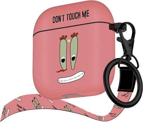 for Airpods Case, Don't Touch Me for Airpods Cover with Keychain/Lanyard Soft Cute Shockproof Cover for Women Men Compatible with for Airpods 2/1 Charging Case -Black in Saudi Arabia