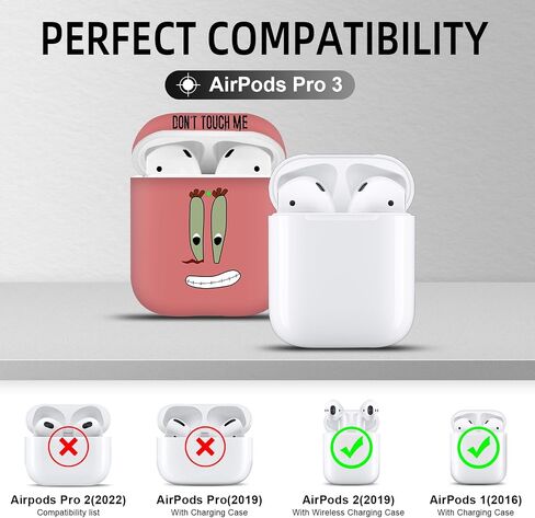 for Airpods Case, Don't Touch Me for Airpods Cover with Keychain/Lanyard Soft Cute Shockproof Cover for Women Men Compatible with for Airpods 2/1 Charging Case -Black in Saudi Arabia