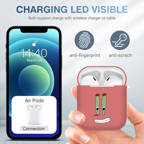 for Airpods Case, Don't Touch Me for Airpods Cover with Keychain/Lanyard Soft Cute Shockproof Cover for Women Men Compatible with for Airpods 2/1 Charging Case -Black in Saudi Arabia