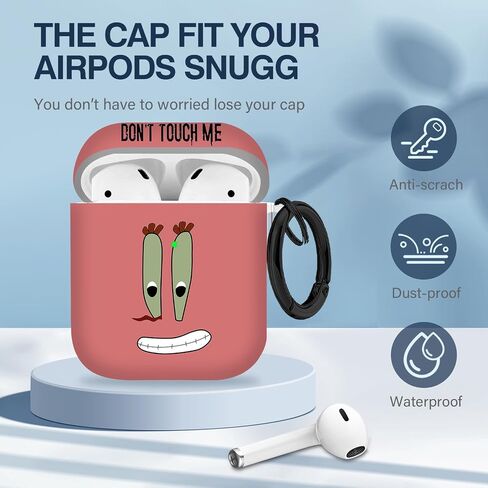 for Airpods Case, Don't Touch Me for Airpods Cover with Keychain/Lanyard Soft Cute Shockproof Cover for Women Men Compatible with for Airpods 2/1 Charging Case -Black in Saudi Arabia