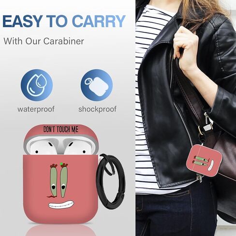 for Airpods Case, Don't Touch Me for Airpods Cover with Keychain/Lanyard Soft Cute Shockproof Cover for Women Men Compatible with for Airpods 2/1 Charging Case -Black in Saudi Arabia