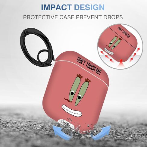 for Airpods Case, Don't Touch Me for Airpods Cover with Keychain/Lanyard Soft Cute Shockproof Cover for Women Men Compatible with for Airpods 2/1 Charging Case -Black in Saudi Arabia