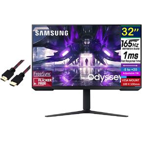 SAMSUNG Odyssey G32A 32" FHD 1ms 165Hz Monitor with FreeSync Premium, Eye Saver Mode, VESA Mount (100x100mm), DP, Ideal for Home & Business (LS32AG320NNXZA)+HDMI Cable