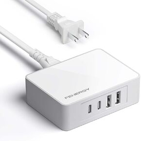 65W USB C Charger Block, GaN Fast Charging Station Hub, 4-Ports USB C and USB A Multiport Desktop Charger Adapter Plug Cube with 6ft AC Cable for iPhone 15 Pro Max/iPad/Galaxy/Tablet and More