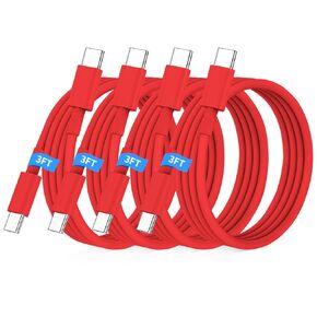 Essri USB C to USB C Cable 3FT for Apple iPhone 16 15 Charger Cord,4Pack 60W C to C Cable Fast Charging Wire for iPhone 16 15 Pro Plus Pro Max iPad Pro/Air MacBook Pro/Air,for Galaxy S24 S23 -Red