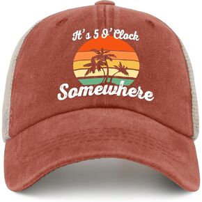 Jimmy Hat It's 5 O'Clock Somewhere Hat Trucker Hat Men Vintage Mesh Cap for Summer