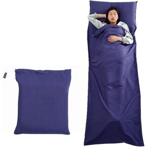 Lightweight Sleeping Bag Liner, Single & Double, Camping, Travel Sleep Sack for Backpacking, Hotels & Hostels,Blue