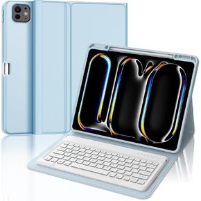Keyboard case for iPad Pro 13 inch (M4, 2024), Detachable Wireless Bluetooth Keyboard, Smart Folio Cover with Pencil Holder for 13" iPad Pro (M4), Auto Sleep/Wake, Soft TPU Protective Cover, Sky Blue