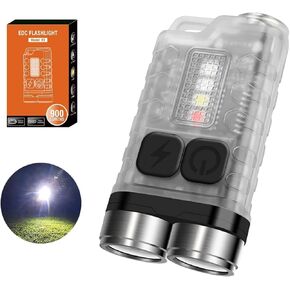 V3 Small Powerful Mini Flashlight 900 High Lumen Keychain EDC Flashlight, Super Bright Pocket USB Rechargeable Tactical LED Flash Light with Magnetic Waterproof for Camping, Hiking, Emergencies