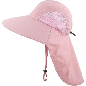 Muryobao Kids Girls Boys Summer Sun Hat UV Protection UPF50+ Hats Mesh Bucket Cap for Beach Fishing with Neck Flap