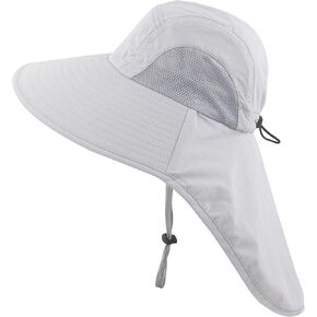 Muryobao Kids Girls Boys Summer Sun Hat UV Protection UPF50+ Hats Mesh Bucket Cap for Beach Fishing with Neck Flap in Kuwait