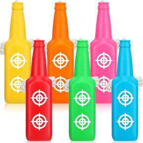 6 Pack Shooting Bottles Shatterproof Bottle Targets with Rope Hanging Targets for Firearm Target Practice Shooting Accessories for Indoor Outdoor Gun Ranges