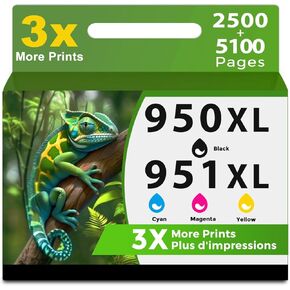 950XL 951XL Ink Cartridges Replacement for HP 950 951 HP950 HP951 XL 4 Combo Pack Black CMY Work for HP OfficeJet Pro 8600 8610 8620 8630 8100 8110 8600 8615 8616 8625 8640 8660 251dw 271dw 276dw
