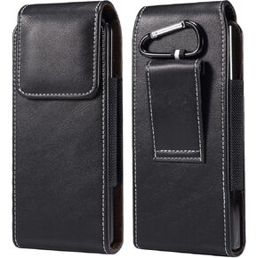Pu Leather Pouch Case Holster for Samsung Galaxy Z Fold 6/ Z Fold 5/ Z Fold 4/ Z Fold 3/ Z Fold 2/ Z Fold5/ Z Fold6/ OnePlus Open Slim Phone Holder Carrying Case with Belt Loop and Clip (Black)