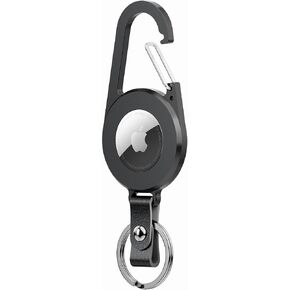 AirTag Carabiner Holder with Leather Car Keychain Clip Aluminum Alloy Airtag Case with Carabiner ,Durable Scratch-Resistant keychain with AirTag Secure Holder, for Apple AirTag, Keys,Badges