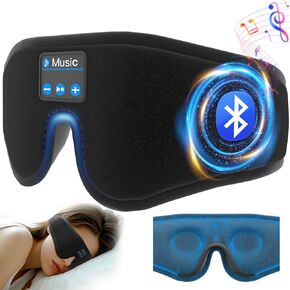 Wireless Sleep Headphones, Sleep mask with Bluetooth Headphones, Side Sleepers, Total Darkness,Soft Comfortable,Sleeping Eye Mask with Mic Timer for Women Men Insomniac Shift Work(Black)