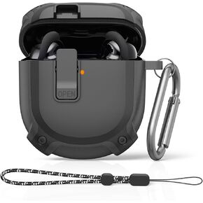 Secure Lock Bose QuietComfort Earbuds II Case(2022)&Bose QuietComfort Ultra Case(2023),WOFRO Full-Body Shockproof Protective Bose Earbuds 2 Case Cover Hard Accessories with Carabiner&Lanyard (Black)