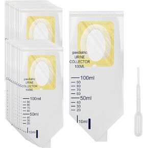 20 Pcs Pediatric Urine Bag for Kids Urine Collection, Clear Urine Catcher Pouch Individual Pee Bags Disposable Pediatric Urine Collectors