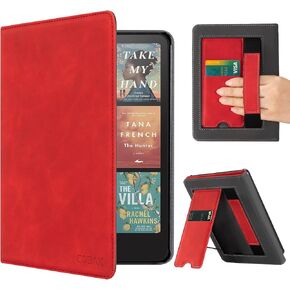 CoBak Case with Stand for Kindle Paperwhite 12th Gen 2024 Released (7") & Kindle Colorsoft Signature Edition - Durable PU Leather Cover with Auto Sleep Wake, Card Slot, Hand Strap Feature