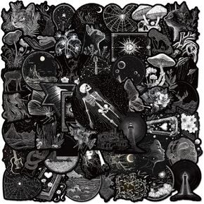 50Pcs Black Anime Stickers Pack, Waterproof Cool Graffiti Decals for Laptop, Skateboard, Journal, Scrapbooking, Water Bottle, Hydro Flask, Computer