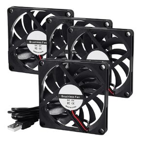 DIANN 4pcs 8010 Cooling Fan 5V 0.27A USB 80x80x10mm Brushless DC Computer CPU Heat Sink Cooling Cooler Fan 80mm x 10mm