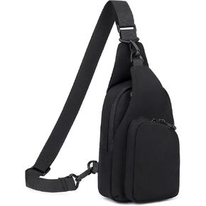 Crossbody Bags for Women, Lightweight Sling Bag for Women with Adjustable Straps Water Resistant Trendy Small Sling Backpack for Travel Short Hiking Leisure, Black