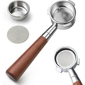54 mm Bottomless Portafilter with Puck Screen, 3 Ears Espresso Portafilter Compatible with Breville Barista Express Machines,Stainless Steel Portafilter and Rosewood Handle