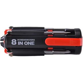 8-in-1 Multi-Function Screwdriver Set with 6 LED Flashlights, Assorted Bits