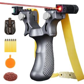 SQLWYLAT Professional Slingshots تعيين ليزر مقلاع عالية الدقة مقلاع جلدي مسطحة مع القوس الليزر الخاص خاص للمنشط الصيد في الهواء الطلق