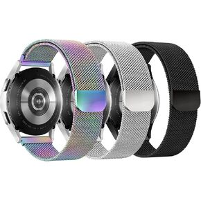 YGTIECS Soft Metal Bands Compatible with Galaxy Watch 7 Band 6 5 4 FE Active 2 40mm/44mm, 20mm Stainless Steel Milanese Strap for 6 Classic/5 Pro 45mm/4 Classic, for Samsung Watch Bands Women Men