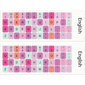 2pcs Universal English Alphabet Keyboard Stickers for Computers, Laptops, Notebooks, and Desktop Keyboards (Purple)