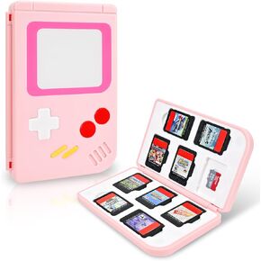 DLseego Game Cards Case holder for Switch Lite/Switch/Switch OLED, Switch Game Cartridge Memory Card Portable Storage Box with 10 Game Card Slots and 10 Micro SD Card Slots-Pink