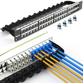 Keystone Patch Panel 48 Port UTP/STP 1U Folding Blank Patch Panel with Cable Management and Support Bar Suitable for Multiple Type Keystone