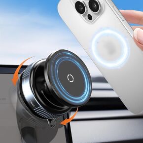 Upgraded 360° Adjustable Vacuum Magnetic Suction Cup Phone Holder, Portable Mechanical Suction Phone Mount for Car/Gym/Kitchen/Mirror/Smooth Surface, Compatible with iPhone Android and All Smartphones