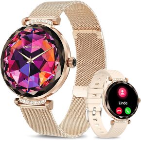 Smart Watches for Women(Answer/Make Call),1.19" AMOLED Fitness Watch, Heart Rate Sleep Blood Pressure Monitor, IP68 Waterproof,100+ Sports Modes Fitness Tracker Smartwatch for iOS Android -Rose Gold