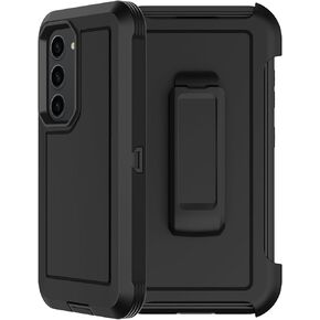 RubCase for Samsung Galaxy S23 Case with 2X Screen Protector, Dual Layer Bumper Cover with Belt Clip Holster & Kickstand, Full Body Heavy Duty Shockproof Phone Case for Galaxy S23 (Black)
