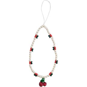 Pink Red Cherry Phone Charm Strap Sweet Wrist Strap Cute Beaded Lanyard String Case Aesthetic Accessories for Women Girls (red cherry-B)
