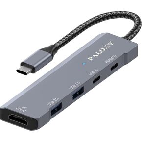 USB C Hub 5 in 1 Multiport Adapter 4K60HZ HDMI, 100W Power Delivery, 5 Gbps USB-C Data Delivery，2 USB-A Data Delivery, for MacBook Pro/Air, iPad Pro, iMac, iPhone 15 Pro/Pro Max, XPS, Thinkpad