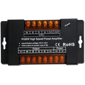 High Speed Power Signal Amplifier 32A Data Signal Repeater 4CH Channels for 5050 RGBW LED Lights Strip DC5-24V